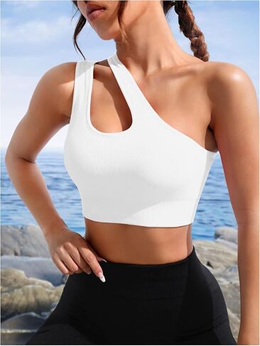 حمالة صدر رياضية للنساء من SweatyRocks بكتف واحد وحمالة صدر لليوجا وتمارين رياضية للجري وصالة الألعاب الرياضية in Kuwait
