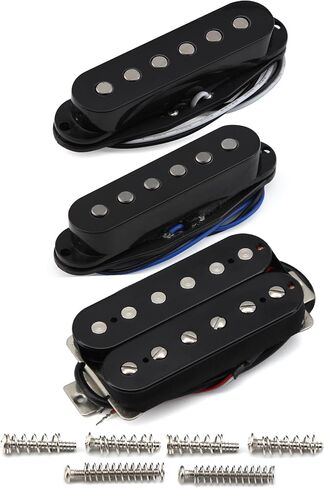 FLEOR Alnico 5 Flat Pole Single Coil Pickups and Humbucker SSH Guitar Pickup Set,Black in Saudi Arabia