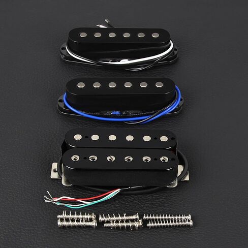 FLEOR Alnico 5 Flat Pole Single Coil Pickups and Humbucker SSH Guitar Pickup Set,Black in Saudi Arabia