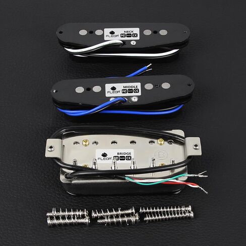 FLEOR Alnico 5 Flat Pole Single Coil Pickups and Humbucker SSH Guitar Pickup Set,Black in Saudi Arabia