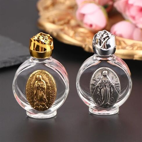 1Pc Holy Water Bottle Religious Cross cup Christian Virgin Sculpture (Silver) in Saudi Arabia