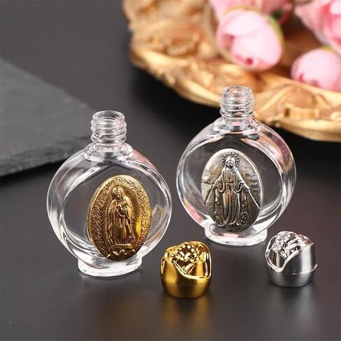 1Pc Holy Water Bottle Religious Cross cup Christian Virgin Sculpture (Silver) in Saudi Arabia