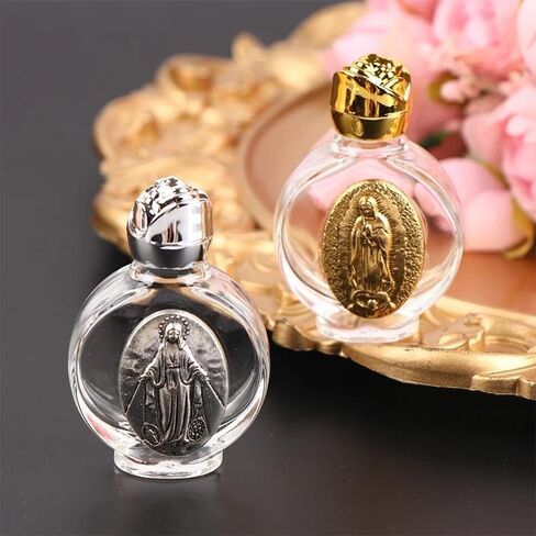 1Pc Holy Water Bottle Religious Cross cup Christian Virgin Sculpture (Silver) in Saudi Arabia