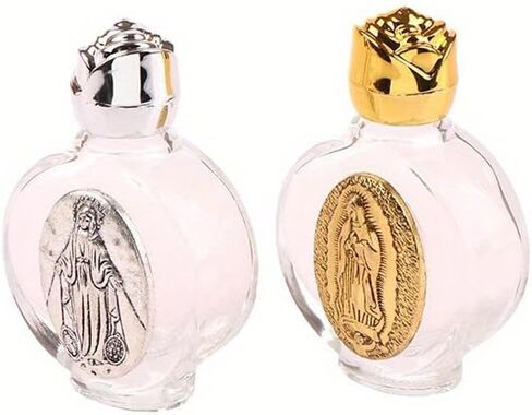 1Pc Holy Water Bottle Religious Cross cup Christian Virgin Sculpture (Silver) in Saudi Arabia