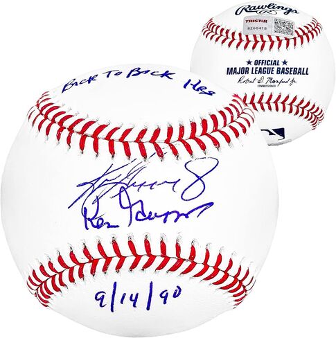 Ken Griffey Jr. & Ken Griffey Sr. Autographed Official M.L.B Baseball Seattle "Back To Back HR 9/4/90" Tristar Holo & Beckett BAS Witness Stock #212465 in Saudi Arabia