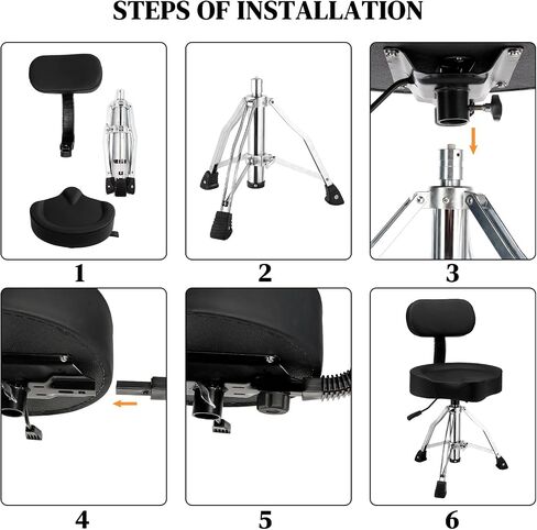 Drum Stool Throne with Backrest Hydraulic Adjustable Guitar Chair Saddle Seat Drum Stool for Adult Drummers for Piano Guitar, Black in Saudi Arabia