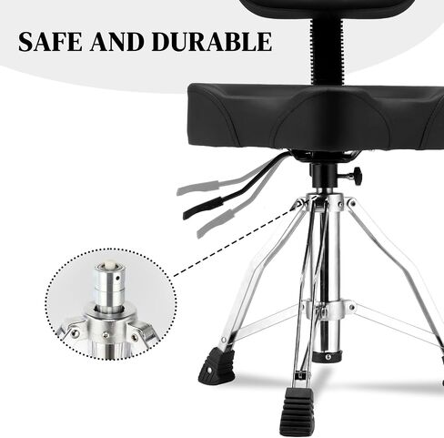 Drum Stool Throne with Backrest Hydraulic Adjustable Guitar Chair Saddle Seat Drum Stool for Adult Drummers for Piano Guitar, Black in Saudi Arabia