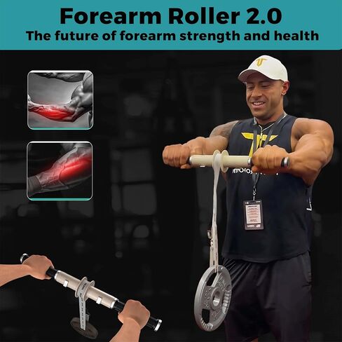ArmLabz Forearm Roller 2.0 بكرة المعصم ومقوي الساعد، مدرب قوة القبضة وتمرين اليد، إعادة الضبط السريع، استخدام ذراع واحدة، صحة المعصم والكوع، معدات تمرين الساعد in Saudi Arabia