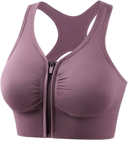 Women's Front Zip Sports Bra - Wireless Yoga & Workout Top in Saudi Arabia
