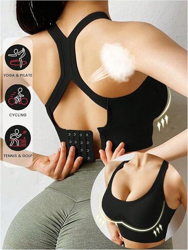 حمالات صدر رياضية مبطنة متقاطعة من الخلف للنساء من OYOANGLE، قمصان بدون أكمام للتمرين، حمالة صدر ناعمة بدون خياطة بدون سلك in Kuwait