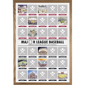 GKLTVB Baseball Stadiums Scratch Off Poster,Baseball Gifts for Men or Boy, All 30 Updated Major League Ballparks Posters,Base ball Room Decor,18x12 IN in Saudi Arabia