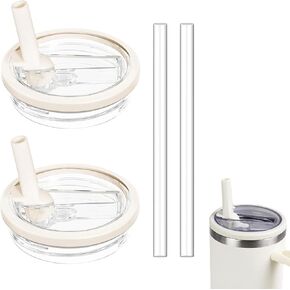 2 Pack 30 oz Replacement Tumbler Flip Straw Lid fit for Stanley Quencher, Leak Proof Lid Replacement for 30 OZ Stanley H2.0 FlowState Tumbler, Spill Proof Reusable Lid for Stanley (White) in Kuwait