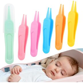 6Pcs Infant Baby Nose Picker, Mini Baby Nose Pickers Tool Baby Cleaner Clips, and Baby Nose Picker Tools Cleaning Tweezer with Plastic Round-Head Baby Ear Nose Navel in Kuwait
