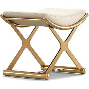 كرسي مكياج ذهبي من Lefedrasticity مع مسند قدم عثماني صغير مبطن بالجلد كرسي مكياج حديث منجد كرسي عثماني لغرفة النوم وغرفة المعيشة وأريكة الحمام in Kuwait