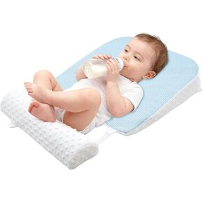 Reflux Pillow for Baby, Baby Feeding Pillow, Nursing Pillow for Newborn, Tummy Time Pillow, Newborn Pillow, Premium Foam with Double-Sided Removable Cover 17.72" × 17.32" × 3.15"(Light Blue) in Saudi Arabia