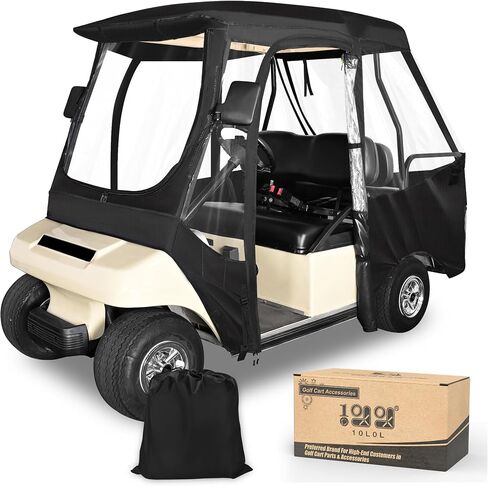 حاوية قيادة عربة الجولف 10L0L لسيارة Club Car DS 2+2 للركاب، (سقف قصير 56-59 بوصة مع مقعد) غطاء مطر 600D مقاوم للرياح ومقاوم للماء مع نوافذ شفافة بأربعة جوانب وسحاب باب متين in Saudi Arabia