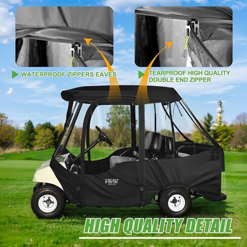 حاوية قيادة عربة الجولف 10L0L لسيارة Club Car DS 2+2 للركاب، (سقف قصير 56-59 بوصة مع مقعد) غطاء مطر 600D مقاوم للرياح ومقاوم للماء مع نوافذ شفافة بأربعة جوانب وسحاب باب متين in Saudi Arabia