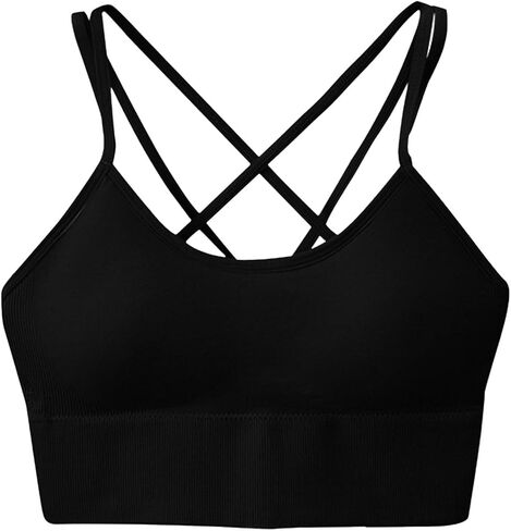 Women's Criss Cross Back Strappy Sports Bra Padded Wireless Yoga Workout Bras Athletic Gym Sportswear Top 2025 in Saudi Arabia