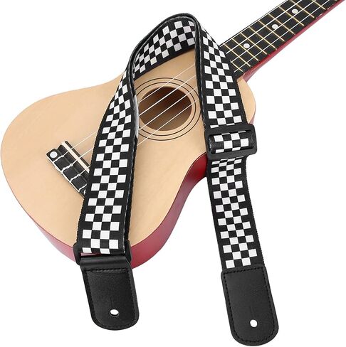 Adjustable Black White Ukulele 4 String Hawaii Guitar Shoulder Strap Accessory for Gift Novelty in Saudi Arabia