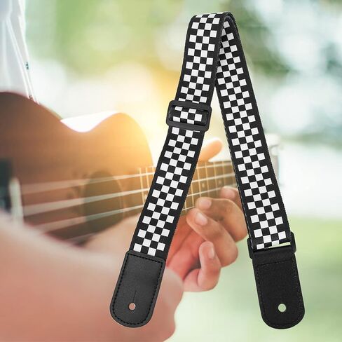 Adjustable Black White Ukulele 4 String Hawaii Guitar Shoulder Strap Accessory for Gift Novelty in Saudi Arabia
