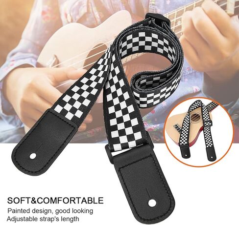 Adjustable Black White Ukulele 4 String Hawaii Guitar Shoulder Strap Accessory for Gift Novelty in Saudi Arabia