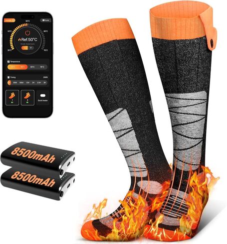 Heated Socks for Men Women with App Control, 8500mAh Battery Rechargeable Electric Work Up to 13 Hours 4 Heat Settings Washable Winter Warm Feet and Outdoor for Hunting Skiing Cycling Camping in Saudi Arabia