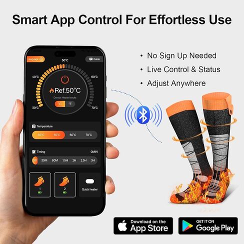 Heated Socks for Men Women with App Control, 8500mAh Battery Rechargeable Electric Work Up to 13 Hours 4 Heat Settings Washable Winter Warm Feet and Outdoor for Hunting Skiing Cycling Camping in Saudi Arabia