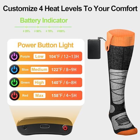 Heated Socks for Men Women with App Control, 8500mAh Battery Rechargeable Electric Work Up to 13 Hours 4 Heat Settings Washable Winter Warm Feet and Outdoor for Hunting Skiing Cycling Camping in Saudi Arabia