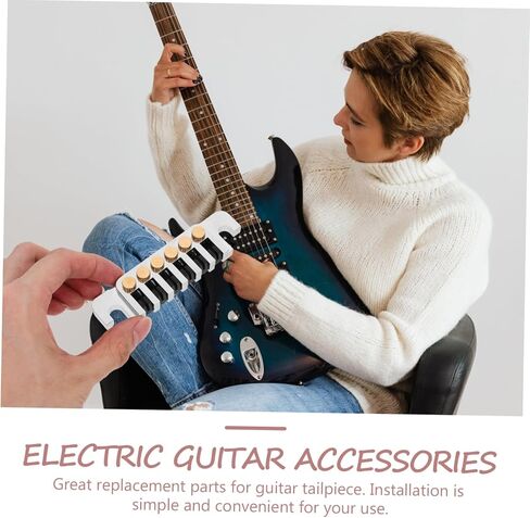 1set Metal Guitar Tailpiece Bridge for and Easy to Install Jazz Guitar Tailpiece Replacement Accessory in Kuwait