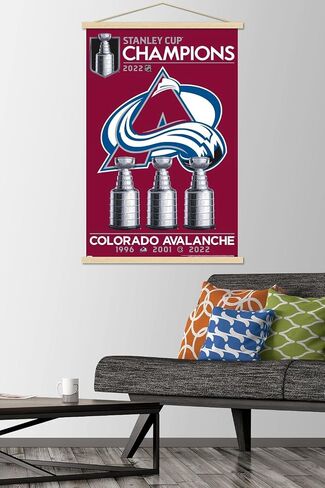ملصق حائط بشعار فريق كأس ستانلي التذكاري لعام 2022 من Trends International NHL Colorado Avalanche، مقاس 22.375 بوصة × 34 بوصة، طباعة وحزمة شماعة سوداء in Saudi Arabia
