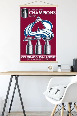 ملصق حائط بشعار فريق كأس ستانلي التذكاري لعام 2022 من Trends International NHL Colorado Avalanche، مقاس 22.375 بوصة × 34 بوصة، طباعة وحزمة شماعة سوداء in Saudi Arabia