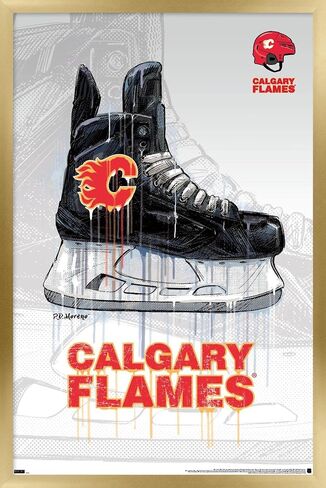 Trends International NHL Calgary Flames - Drip Skate 21 Wall Poster, 22.375" x 34", Gold Framed Version in Saudi Arabia