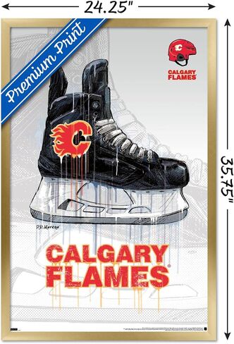 Trends International NHL Calgary Flames - Drip Skate 21 Wall Poster, 22.375" x 34", Gold Framed Version in Saudi Arabia