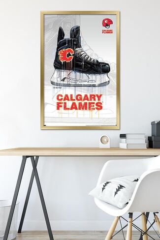 Trends International NHL Calgary Flames - Drip Skate 21 Wall Poster, 22.375" x 34", Gold Framed Version in Saudi Arabia