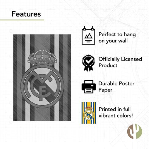 ملصق Desert Cactus Real Madrid FC، لوس بلانكوس مدريديستاس لكرة القدم، مقاس 11 × 17 بوصة، ديكور غرفة المكتب، معدات المعجبين الرسمية (11 × 17 بوصة، الإصدار C) in Saudi Arabia