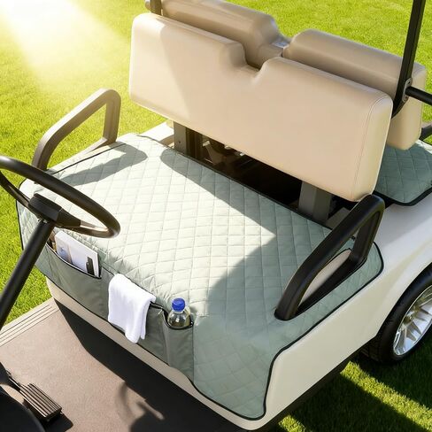 Kaskawise Golf Cart Seat Covers,Universal Golf Cart Seat Towel Blanket with 4 Front Pockets & Nonskid Bottom Fits for EZGO, Yamaha, Club Car DS Precedent and More 2 Person Seats Golf Carts (Grey) in Saudi Arabia