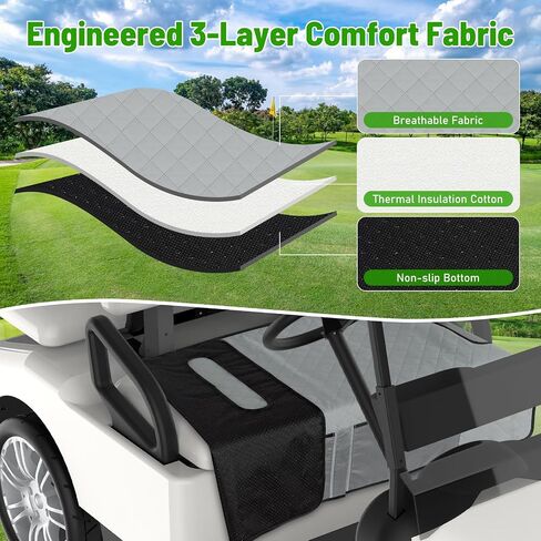 Kaskawise Golf Cart Seat Covers,Universal Golf Cart Seat Towel Blanket with 4 Front Pockets & Nonskid Bottom Fits for EZGO, Yamaha, Club Car DS Precedent and More 2 Person Seats Golf Carts (Grey) in Saudi Arabia