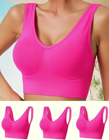 3-Pack Seamless Sports Bra – Comfortable Ribbed Workout Bras for Yoga, Gym, Activewear, and Everyday Wear in Saudi Arabia
