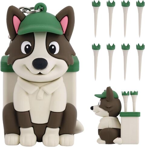 Dog Caddy Golf Tee Holder Bag Accessories, Including 8 Golf Ball Tees Creative Cute Puppy Holder Set for Women Men Golfers Attaching to Backpack Shoulder Bag Belt in Saudi Arabia