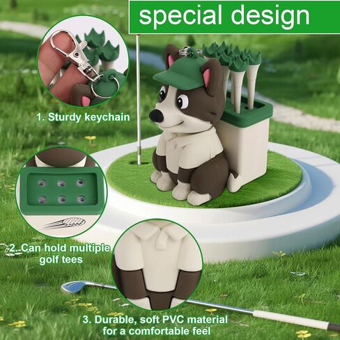 Dog Caddy Golf Tee Holder Bag Accessories, Including 8 Golf Ball Tees Creative Cute Puppy Holder Set for Women Men Golfers Attaching to Backpack Shoulder Bag Belt in Saudi Arabia