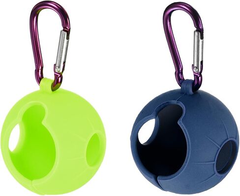Golf Ball Holder, 2 Pack Silicone Balls Carrier Protective Portable Sleeve with Buckle for Golf Bag Belt, Green, Blue in Saudi Arabia