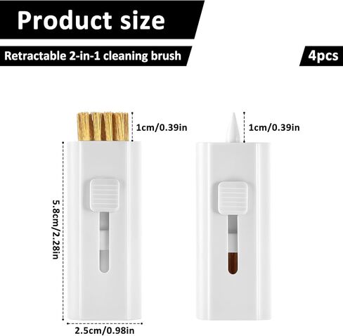 4Pcs Retractable Golf Club Brush Golf Pocket Brush Groove Cleaner Brushes Cleaning Brushes Tool Dual Side Wire Bristle Iron Regrooving Brushs for Golfer Men Women, White in Saudi Arabia