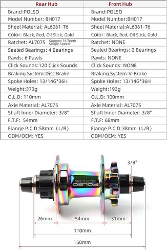 BH-017 BMX Racing Hub 36 Holes Disc Brake 6 Pawls 120 Clicks Sealed Bearings BMX Hubs in Saudi Arabia