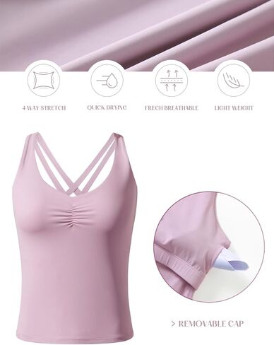 Sports Bras for Women Tank Top with Criss Cross Back Support Yoga Running Workout Crop Top in Saudi Arabia