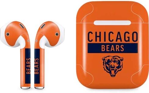 Skinit Decal Audio Skin Compatible with Apple AirPods - Officially Licensed NFL Chicago Bears Orange Performance Series Design in Saudi Arabia