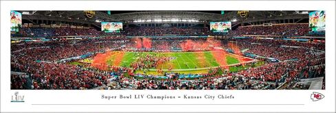 NFL Super Bowl LIV 2020 Champions, Kansas City Chiefs - Unframed 40 x 13.5 Poster by Blakeway Panoramas in Saudi Arabia