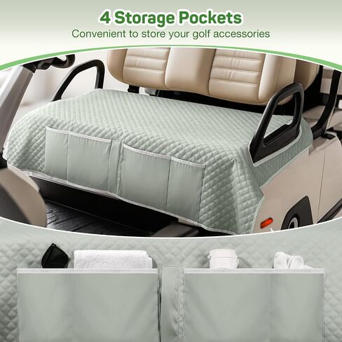 MoKo Golf Cart Seat Covers for EZGO, Club Car and More 2-Seat Carts, Universal Golf Cart Seat Towel Blanket with 4 Front Pockets, Universal Golf Accessories, Non-Slip Easy to Clean, Green in Saudi Arabia