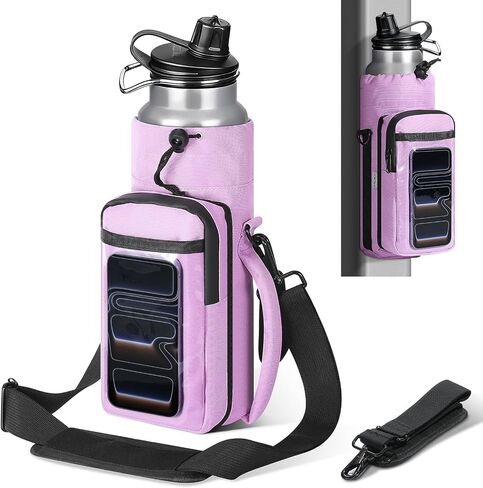 MoKo Magnetic Gym Bag, Magnetic Water Bottle Holder with Clear Phone Pouch, Built-in 4 Magnets Fitness Bag for Men and Women Compatible with Most Water Bottles, Gym Accessories Gifts, Black in Saudi Arabia