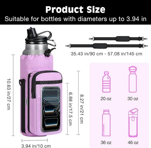 MoKo Magnetic Gym Bag, Magnetic Water Bottle Holder with Clear Phone Pouch, Built-in 4 Magnets Fitness Bag for Men and Women Compatible with Most Water Bottles, Gym Accessories Gifts, Black in Saudi Arabia