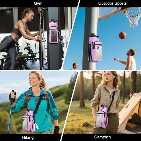 MoKo Magnetic Gym Bag, Magnetic Water Bottle Holder with Clear Phone Pouch, Built-in 4 Magnets Fitness Bag for Men and Women Compatible with Most Water Bottles, Gym Accessories Gifts, Black in Saudi Arabia